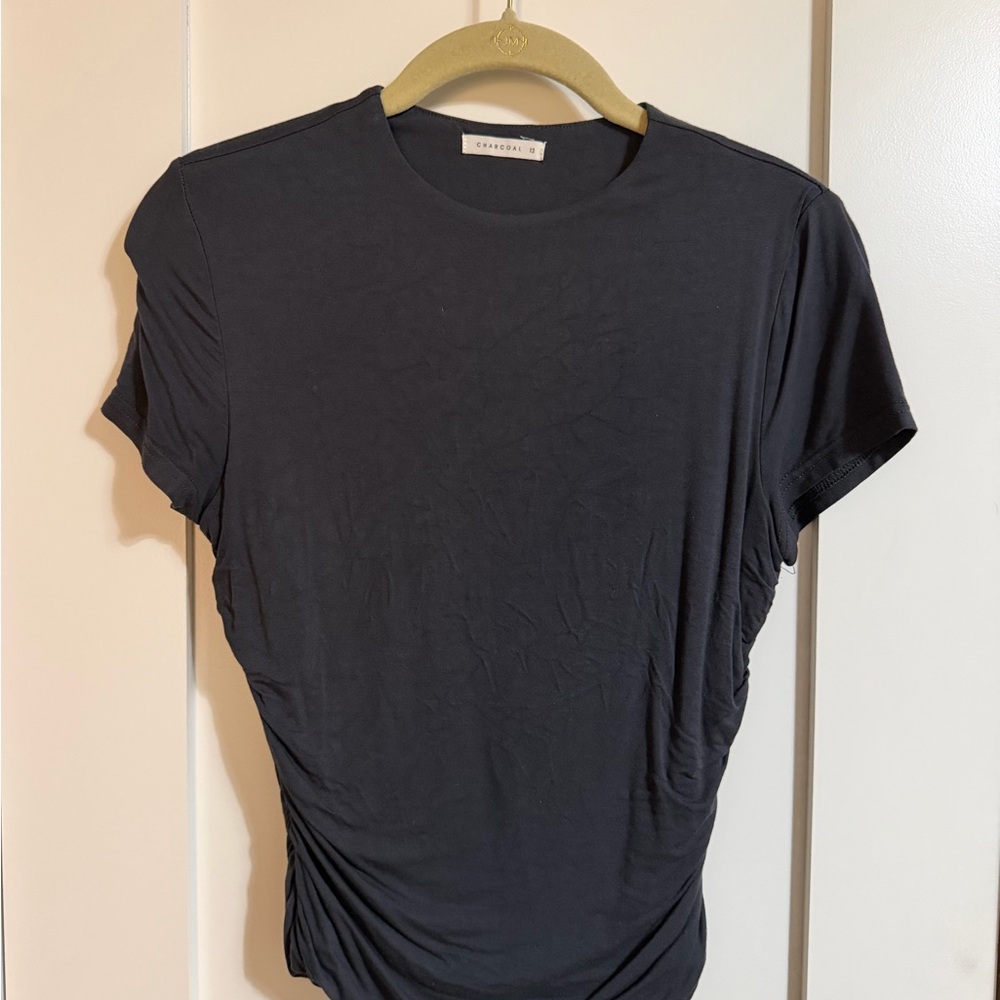 Caslon Black Short Sleeve Ruched-Side Tee